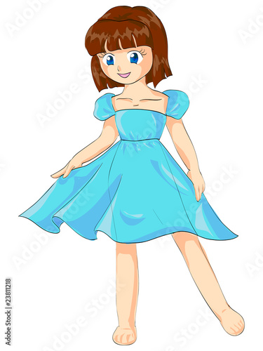 Cute girl wearing a blue dress