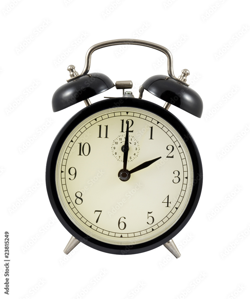 Retro alarm clock showing two hours Retro alarm clock showing two hours