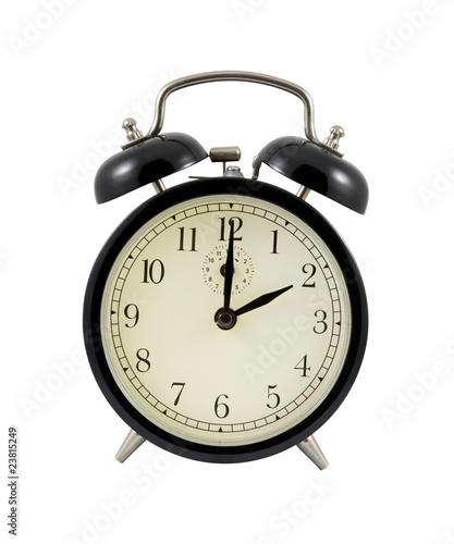 Retro alarm clock showing two hours