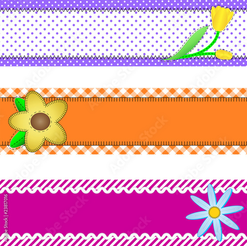 Vector Eps 10, Three Banners with Flowers and Copy Space