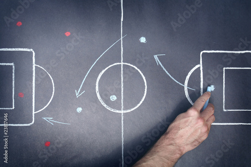 Photography close up shot of a soccer tactic board