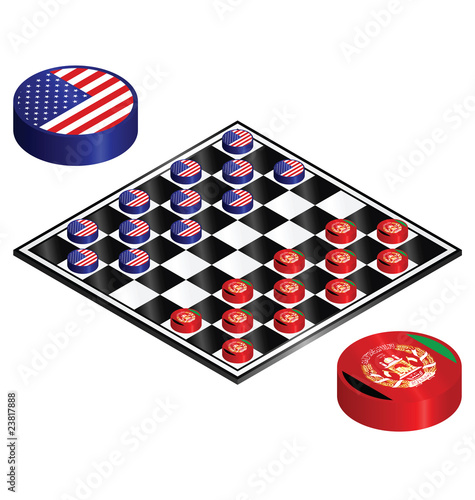 USA Afghanistan conflict played out on a checkers board