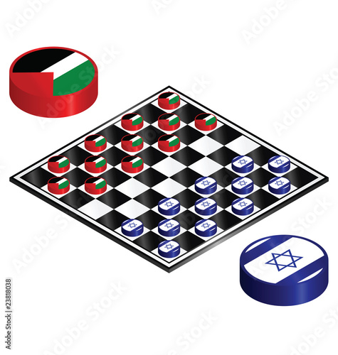 Israel Palestine conflict played out on a checkers board