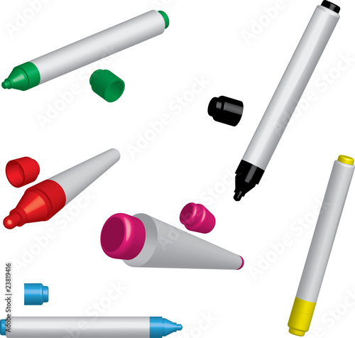 Five colorful vector markers