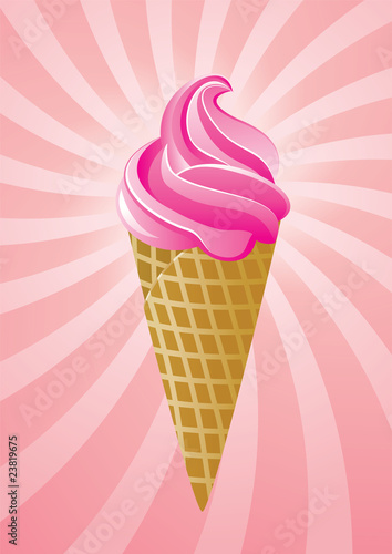 vector icecream cone on retro background