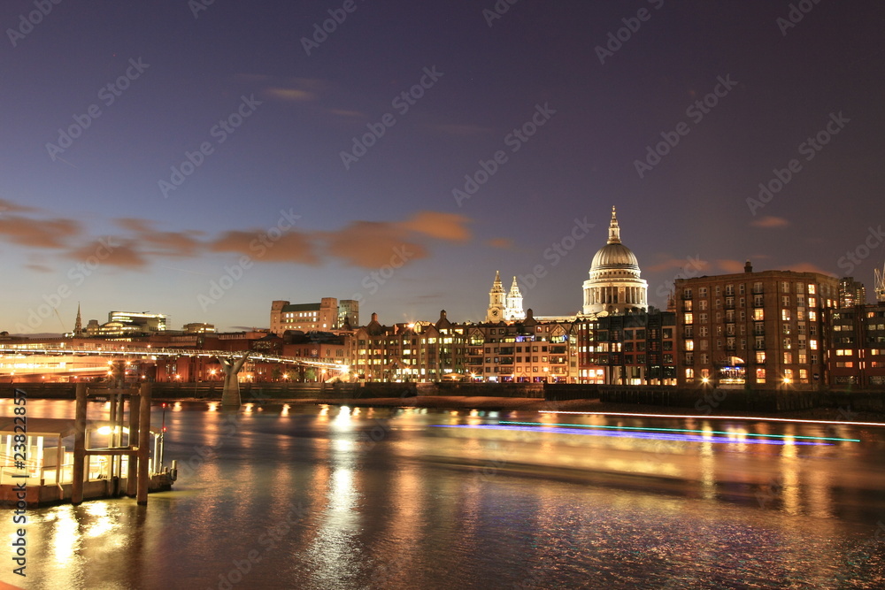 London night cityscape and Thames river
