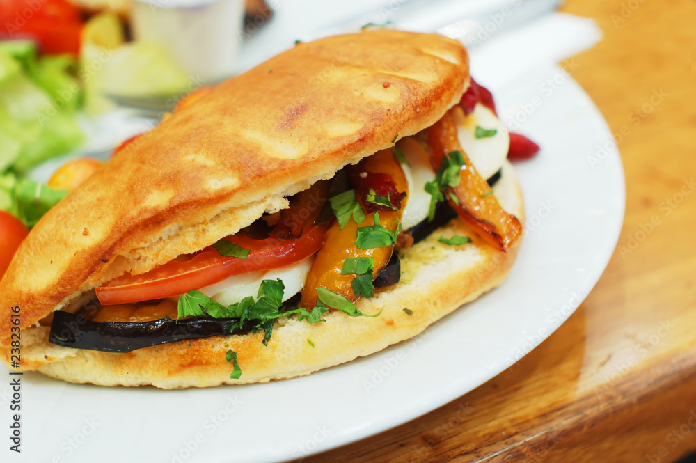 baked sandwich with eggs and vegetables baked sandwich with eggs and vegetables