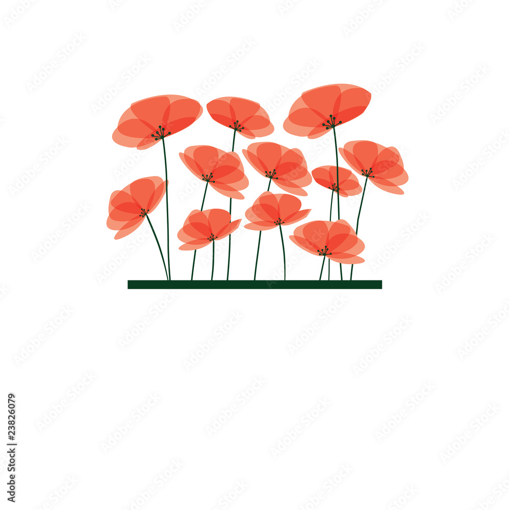 Branch of red flowers. vector illustration