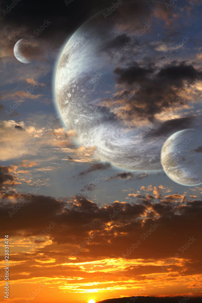 Obraz premium Sunset in alien planet