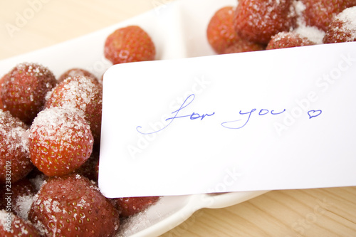 Strawberries with card for you