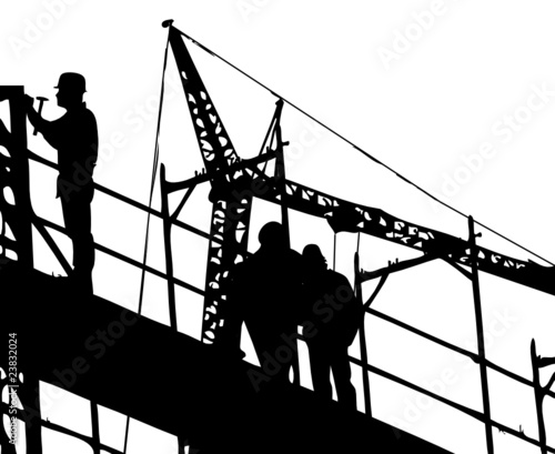 Großbaustelle mit drei Arbeitern