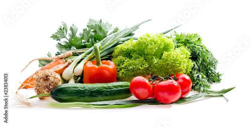 Fresh organic vegetables isolated on white