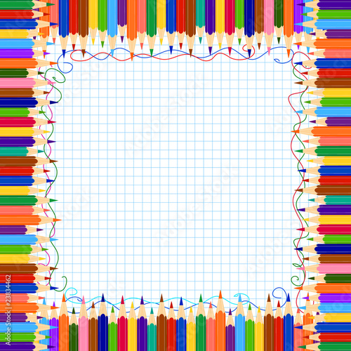 Coloured pencil border with copy space