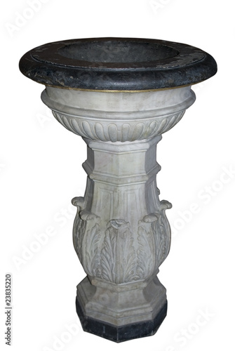 Canvas Print Ancient marble Baptismal font.