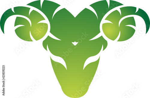 Green aries isolated on white