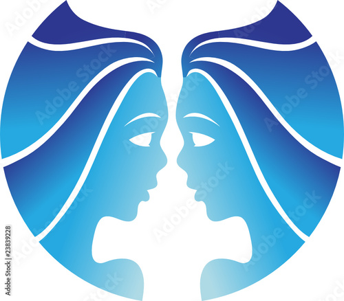 Zodiacs blue  gemini isolated on white