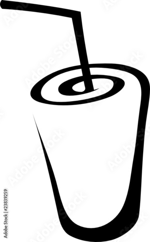 Line art black drink isolated on white