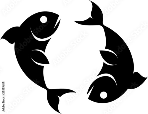 Black pisces isolated on white