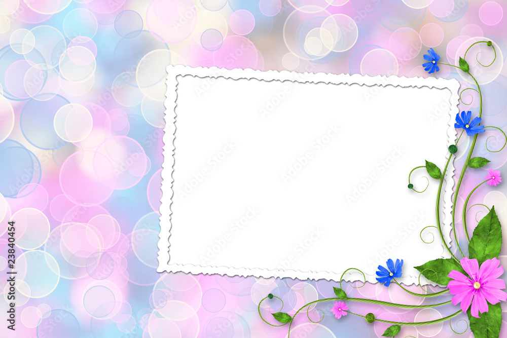 Card on the abstract multicolored background with blur bokeh for Card on the abstract multicolored background with blur bokeh for