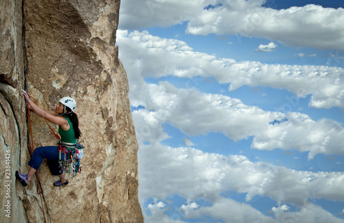 Female rock climber.