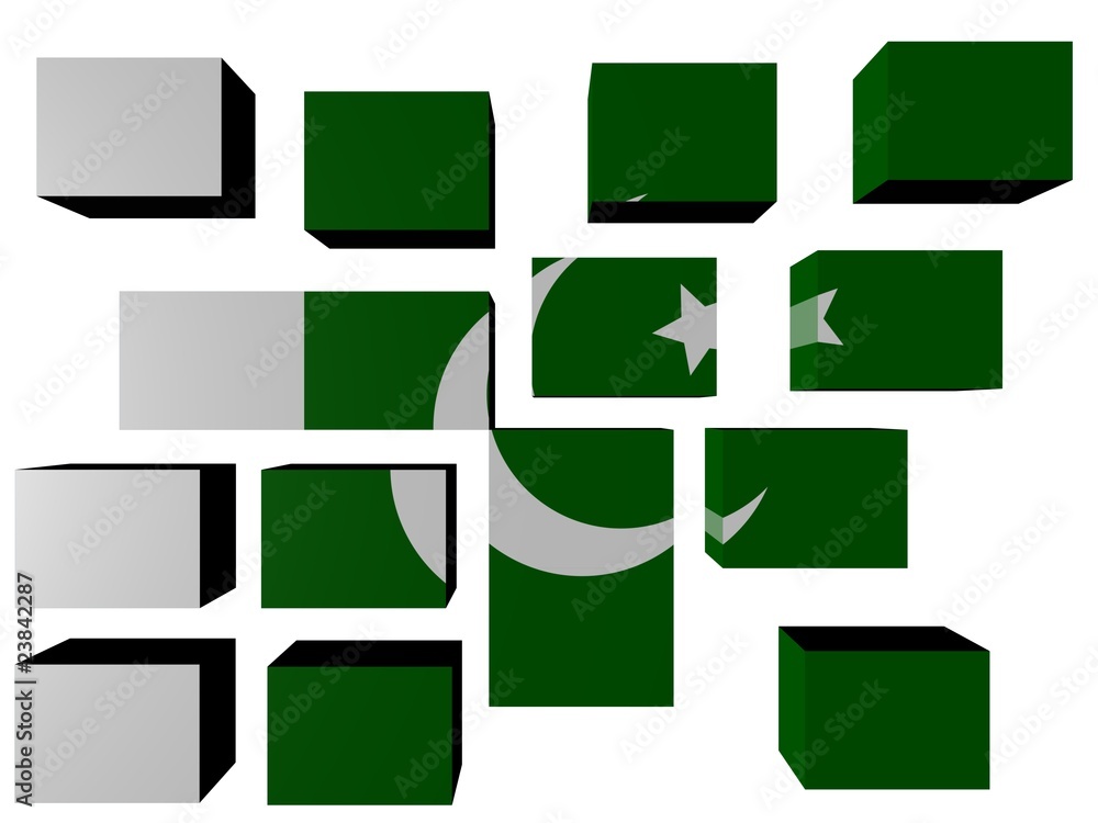Pakistan Flag on cubes against white illustration Pakistan Flag on cubes against white illustration