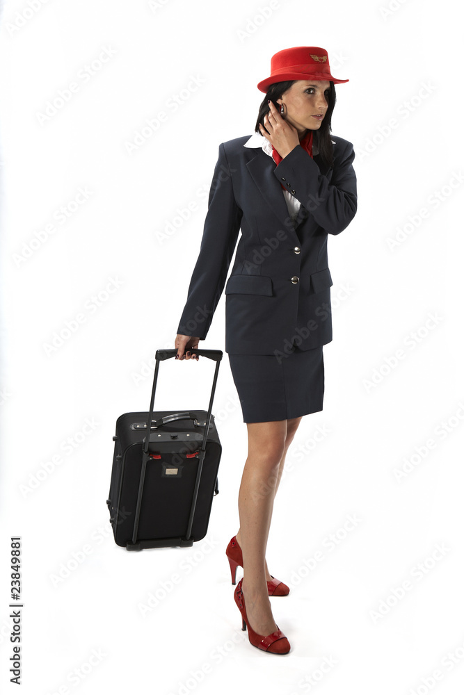 Air hostess with bag