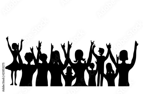 Illustration background silhouette Cheering People,