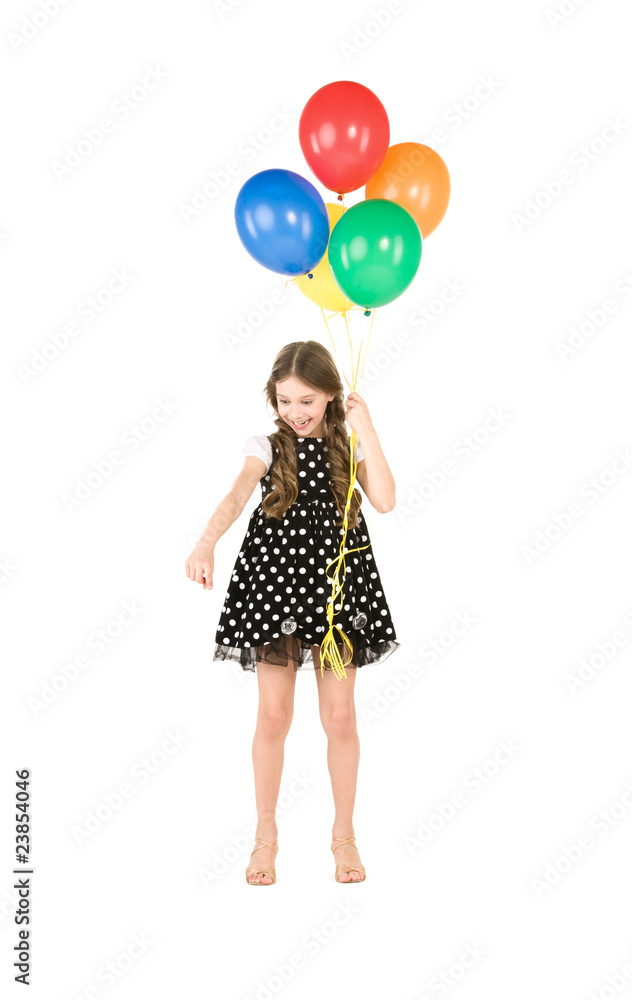 happy girl with colorful balloons happy girl with colorful balloons