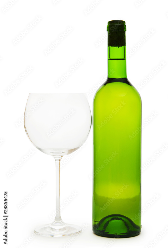 Wine and glass isolated on the white background Wine and glass isolated on the white background