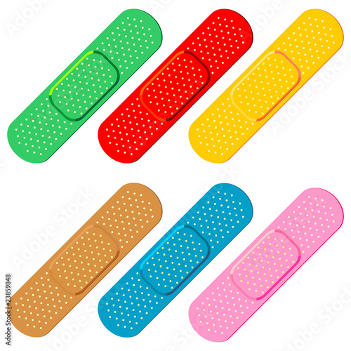 Canvas Print Colorful bandages on white background