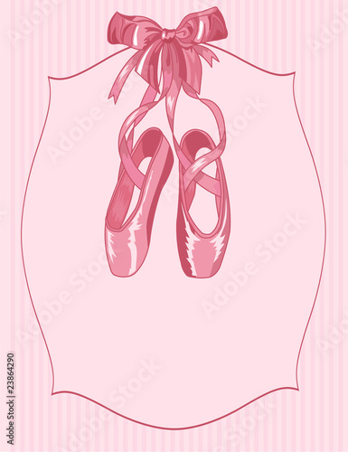 Ballet slippers on stripe background