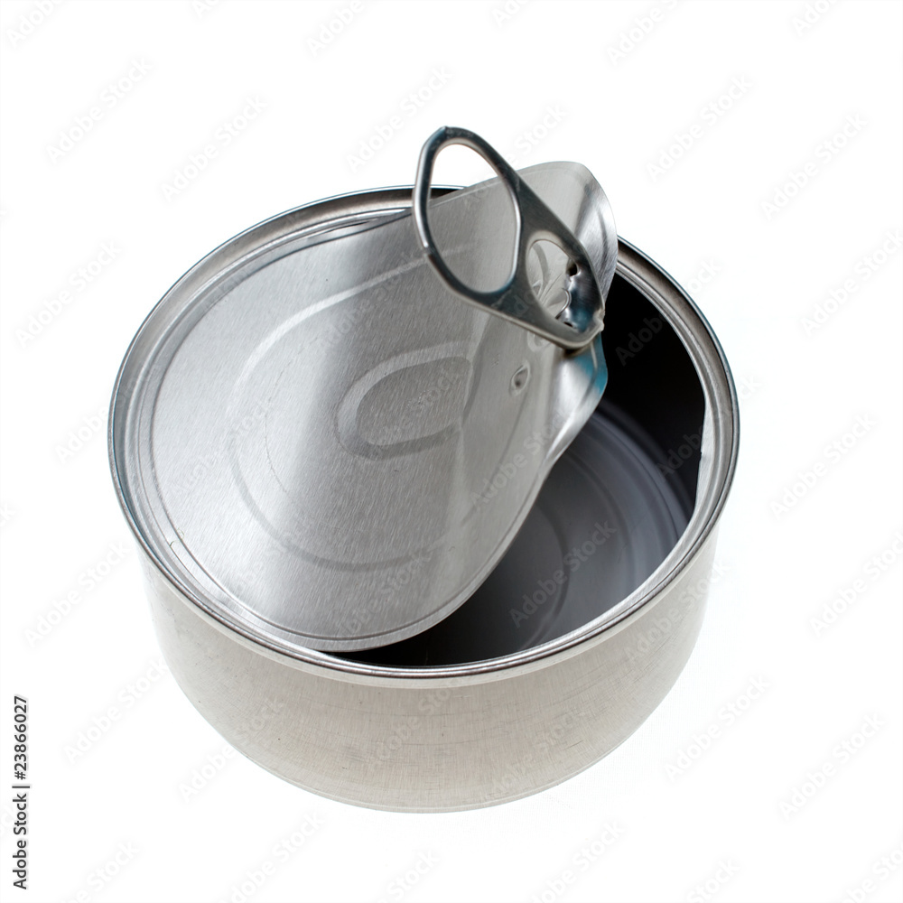 empty metal food can isolated on white empty metal food can isolated on white