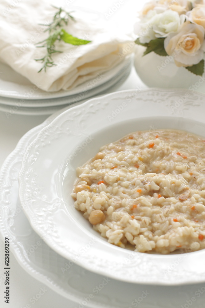 italian cuisine, rice and barley risotte