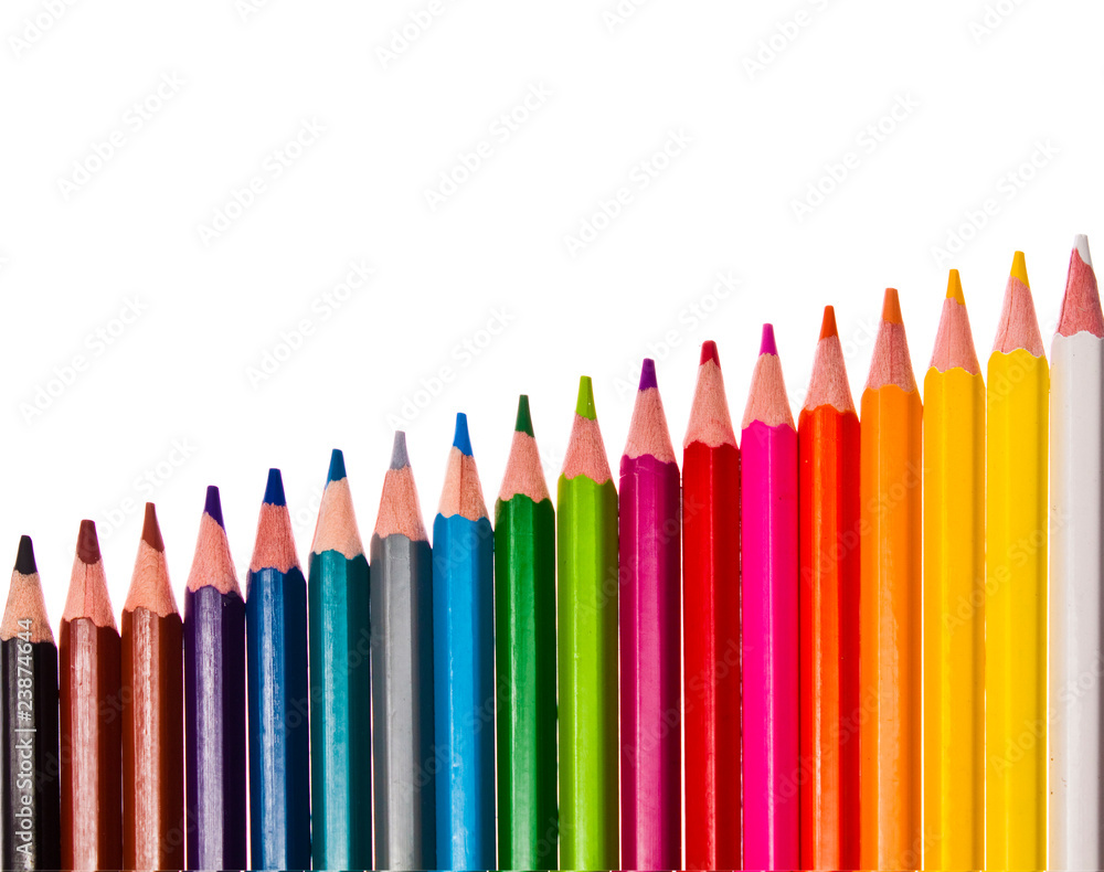 colored pencils - isolated on the white background colored pencils - isolated on the white background