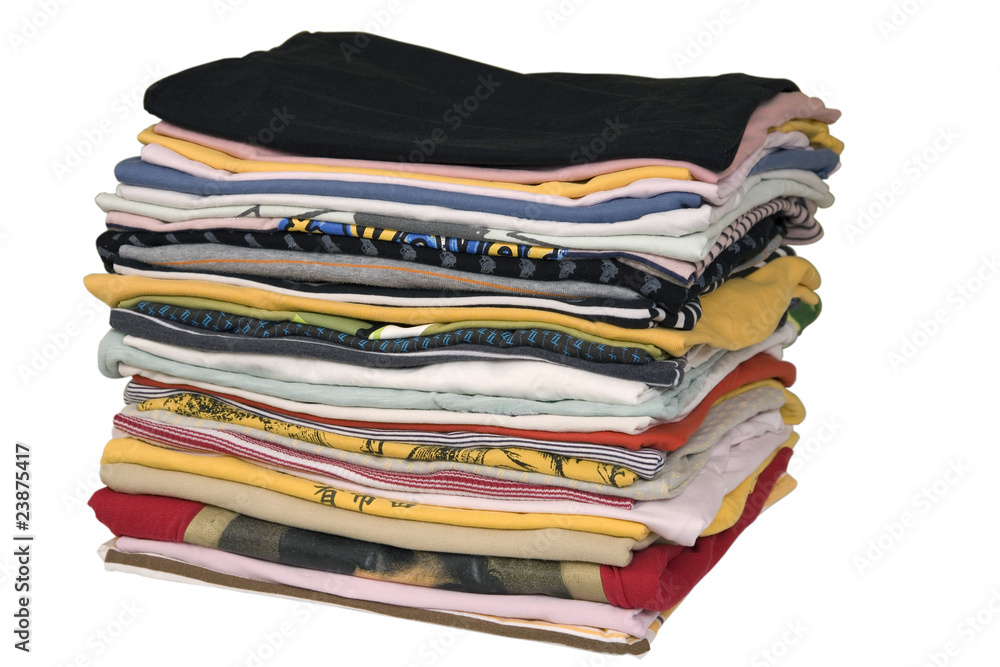 stack of colored t-shirts stack of colored t-shirts