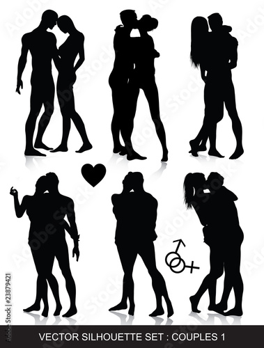 Couple silhouettes set