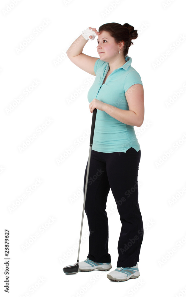 young brunette female golfer