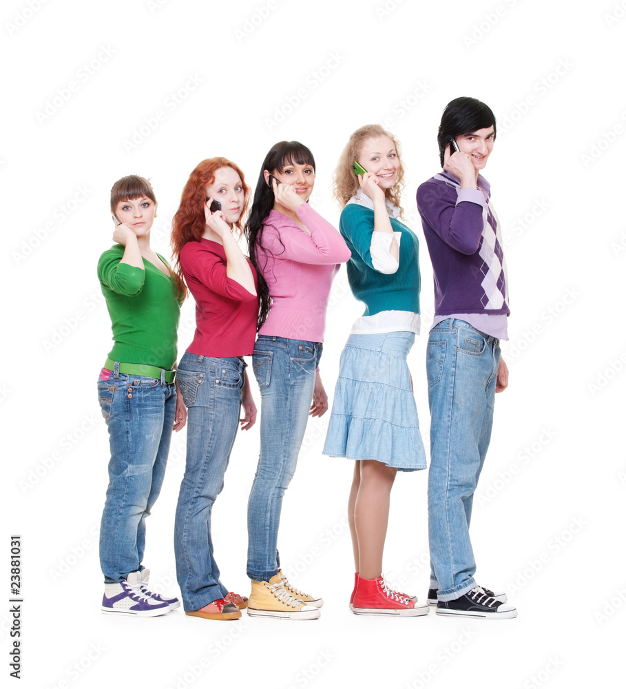 Fototapeta premium friends talking by phone