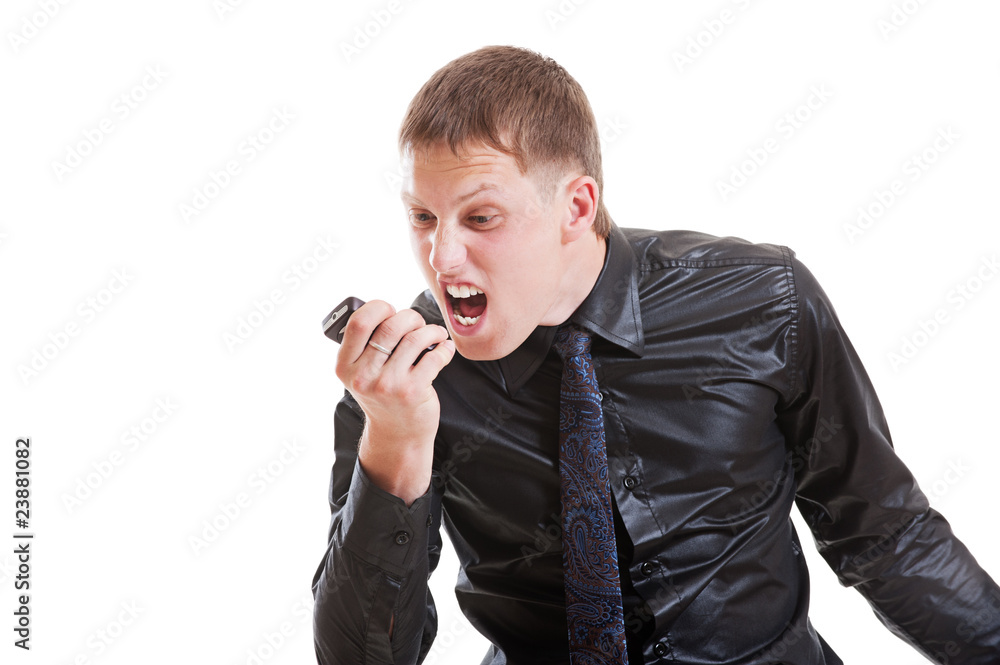 irritated man with cellphone irritated man with cellphone
