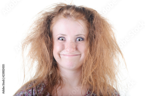 Fotografie Redhaired uncombed freak woman .
