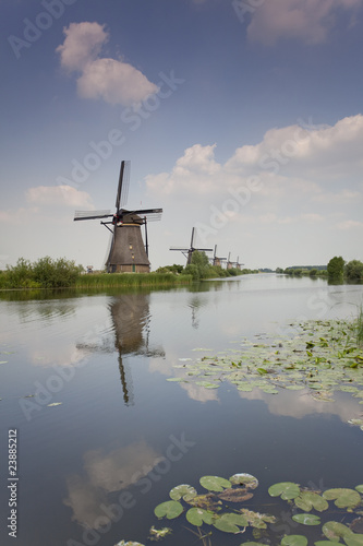 Traditional windmills on river