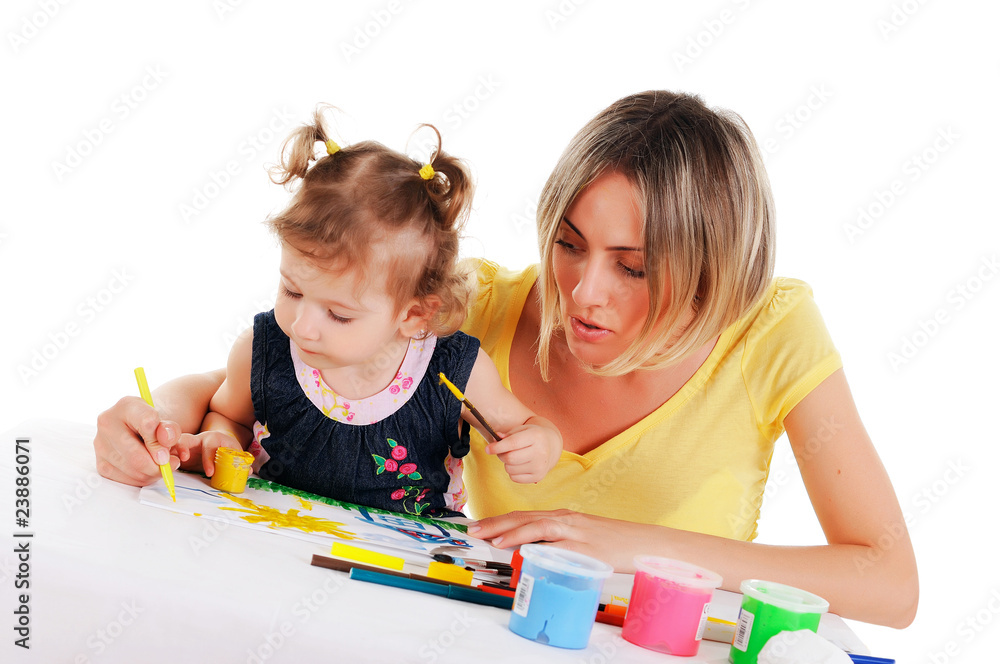 mom and her little daughter