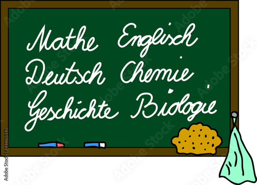 Schultafel Schulfächer