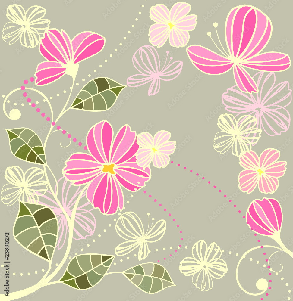 Beautiful floral retro card