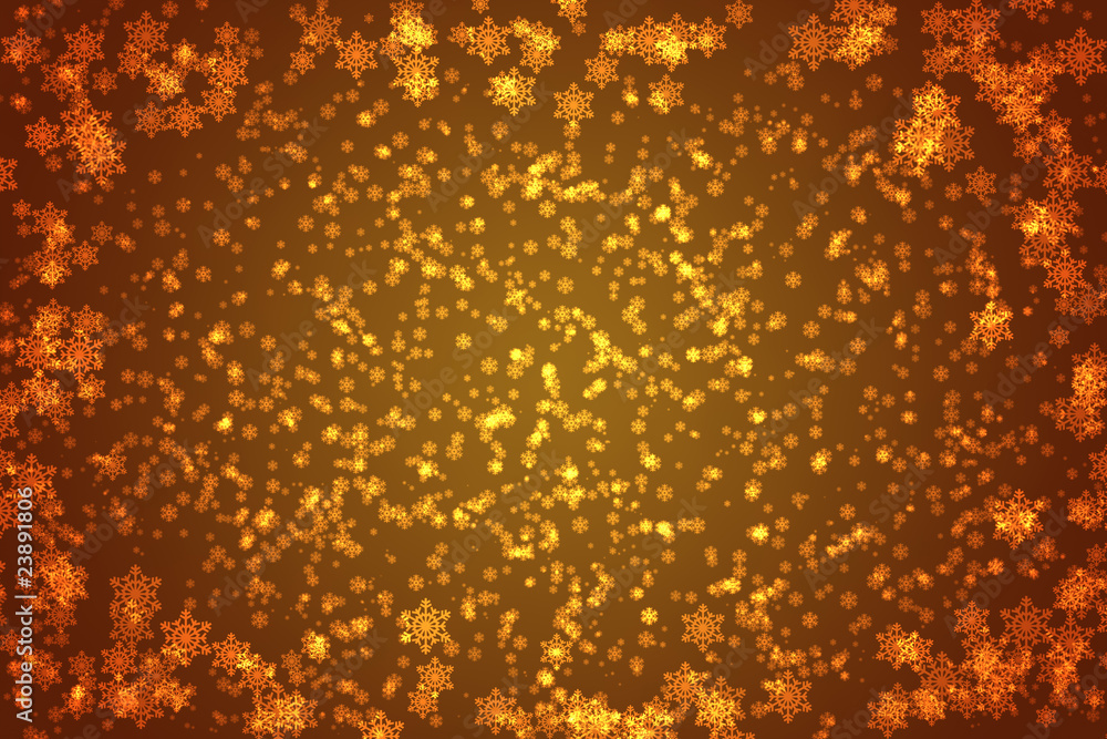 orange snowflakes background or frame