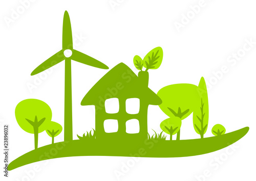 Hand drawn green house vector illustration