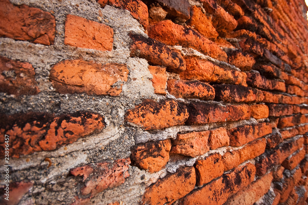 Brick wall in ancient temple of Thailand Brick wall in ancient temple of Thailand