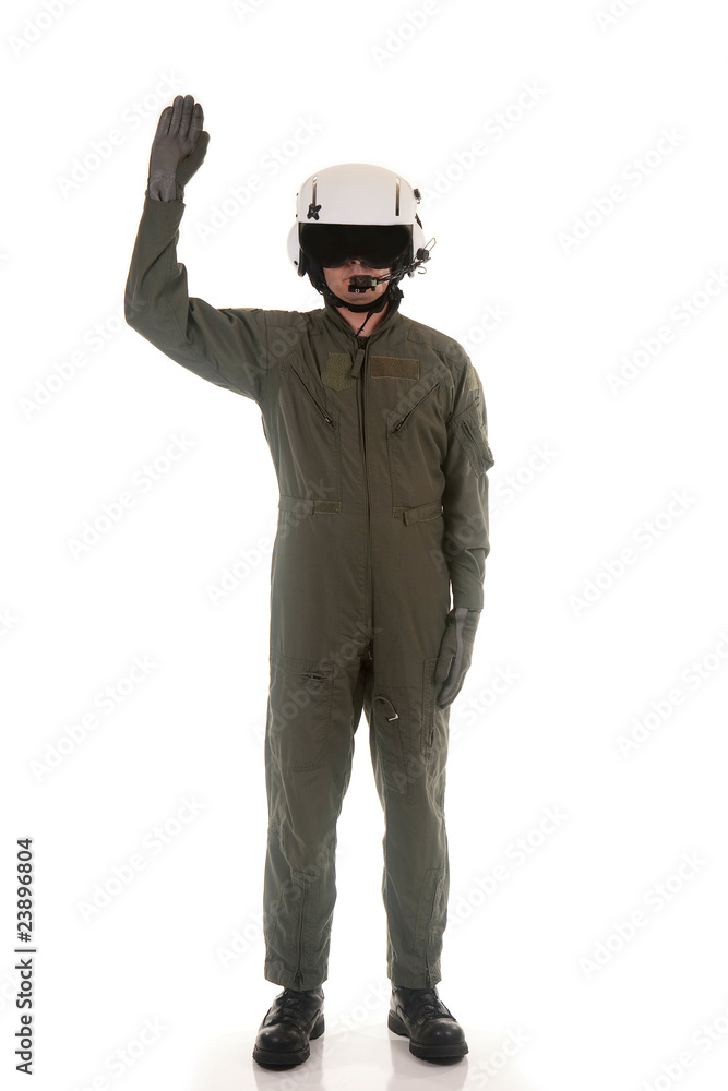 Military pilot marshalling aircraft Military pilot marshalling aircraft