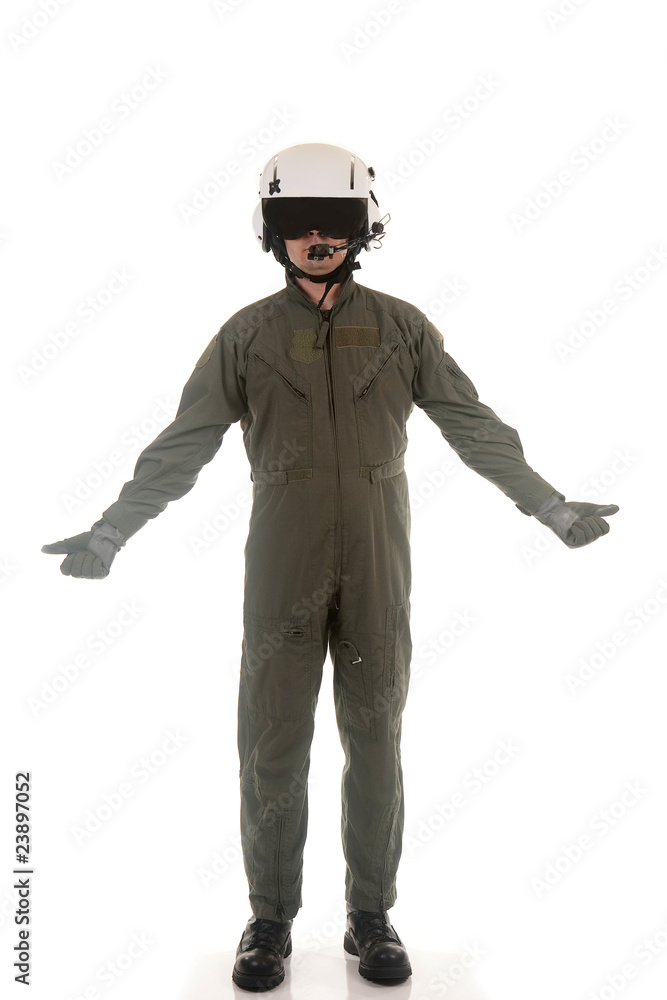 Military pilot marshalling aircraft Military pilot marshalling aircraft