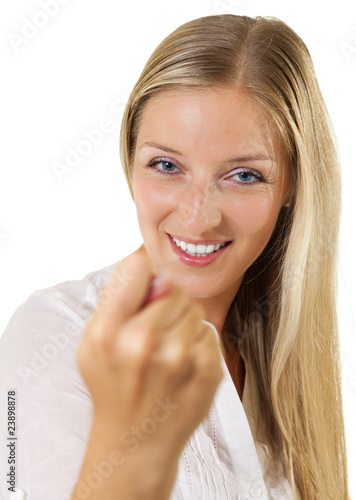 Woman pointing finger